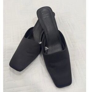 A New Day Black Square Toe Kitten Heel Mules Slip On Shoes Womens 8.5